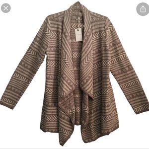 Lucky Brand Brown/cream Aztec Cardigan Sweater